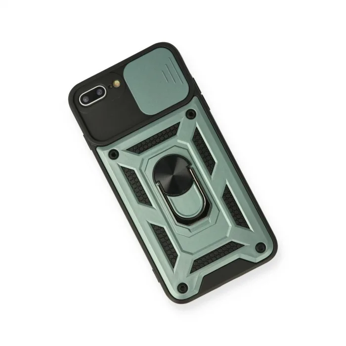 İphone 7 Plus Kılıf Pars Lens Yüzüklü Silikon - Yeşil