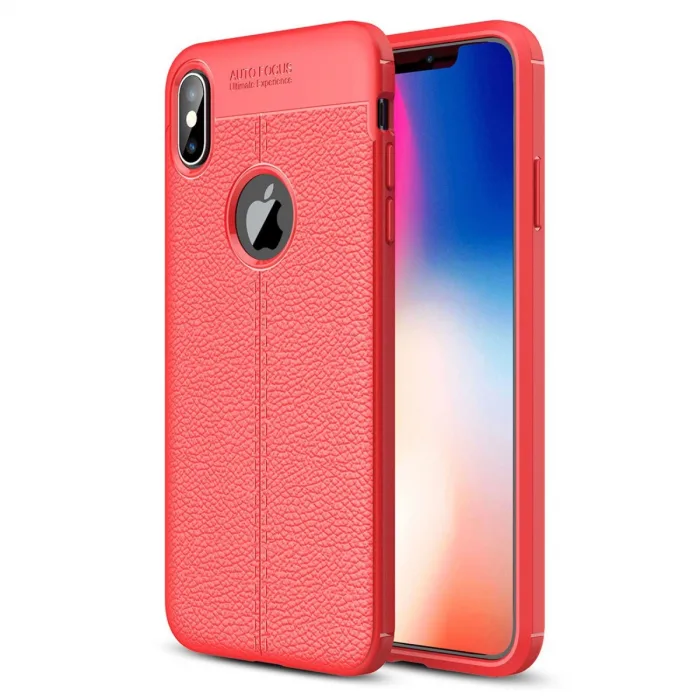 İphone X Kılıf Auto Focus Kapak - Kırmızı