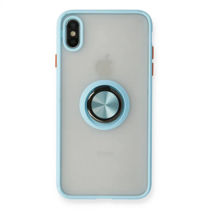 İphone X Kılıf Montreal Yüzüklü Silikon Kapak - Buz Mavi