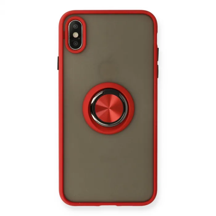 İphone X Kılıf Montreal Yüzüklü Silikon Kapak - Kırmızı