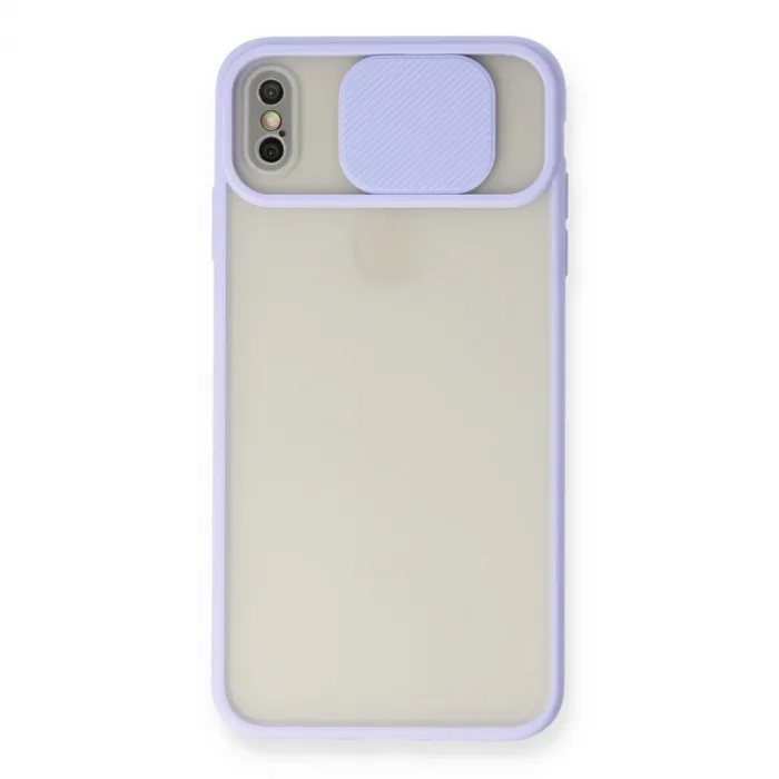İphone X Kılıf Palm Buzlu Kamera Sürgülü Silikon - Lila