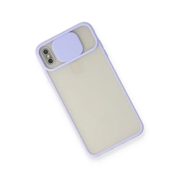 İphone X Kılıf Palm Buzlu Kamera Sürgülü Silikon - Lila
