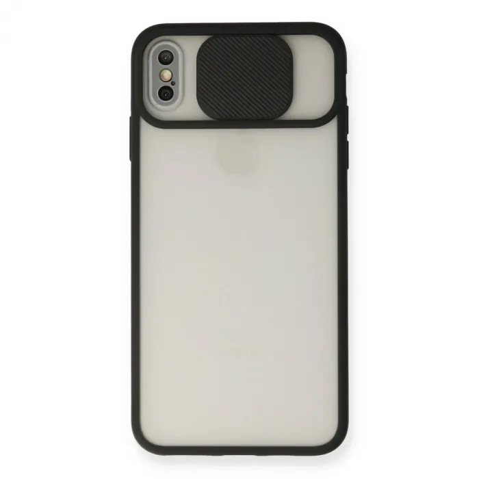 İphone X Kılıf Palm Buzlu Kamera Sürgülü Silikon - Siyah