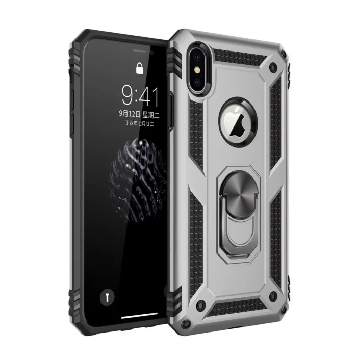 İphone X Kılıf Sofya Yüzüklü Silikon Kapak - Gümüş