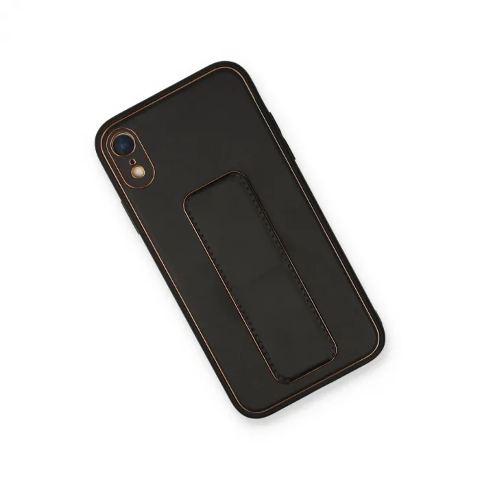İphone Xr Kılıf Coco Deri Standlı Kapak - Siyah