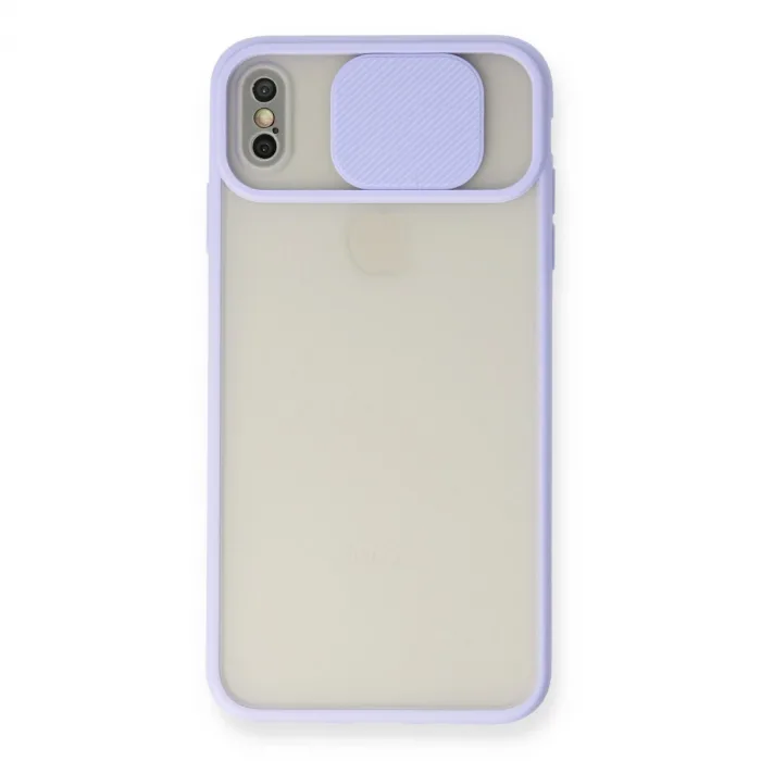 İphone Xs Max Kılıf Palm Buzlu Kamera Sürgülü Silikon - Lila