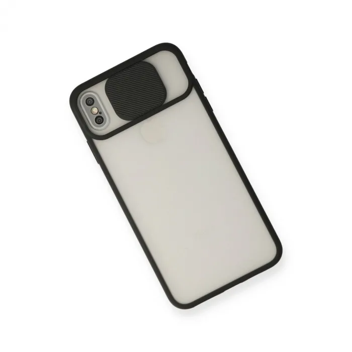 İphone Xs Max Kılıf Palm Buzlu Kamera Sürgülü Silikon - Siyah