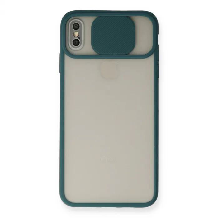 İphone Xs Max Kılıf Palm Buzlu Kamera Sürgülü Silikon - Yeşil