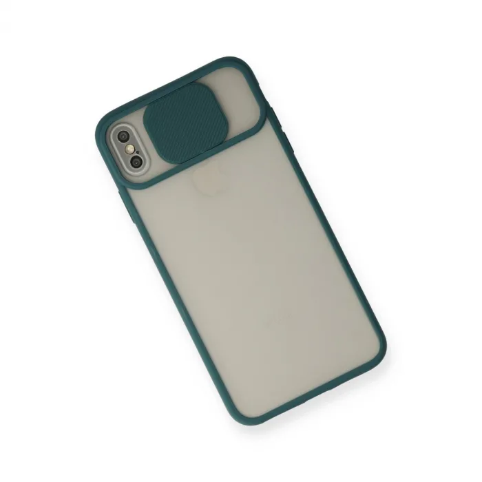 İphone Xs Max Kılıf Palm Buzlu Kamera Sürgülü Silikon - Yeşil