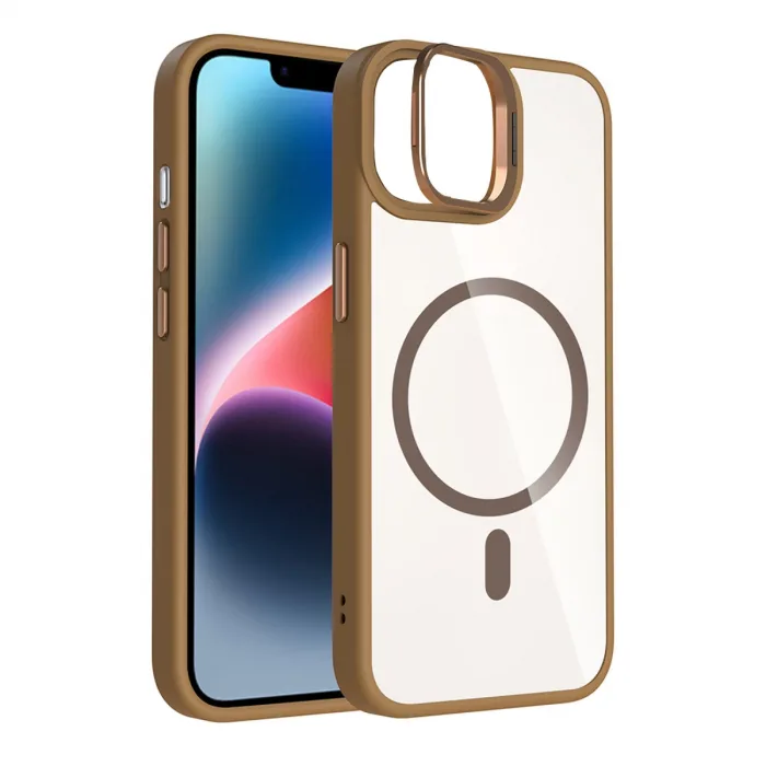 Joko Apple İphone 11 Remim Lensli Magsafe Standlı Kapak - Kahverengi