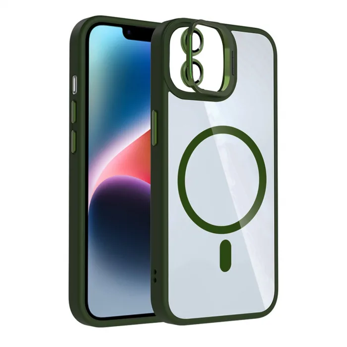 Joko Apple İphone 11 Remim Lensli Magsafe Standlı Kapak - Koyu Yeşil