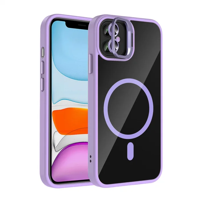 Joko Apple İphone 11 Remim Lensli Magsafe Standlı Kapak - Lila