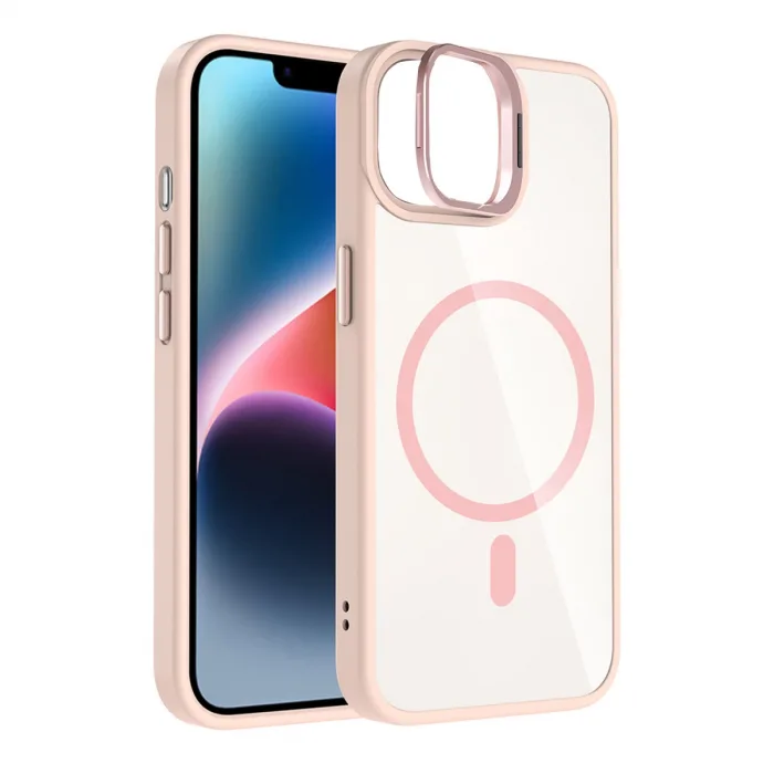 Joko Apple İphone 11 Remim Lensli Magsafe Standlı Kapak - Pembe