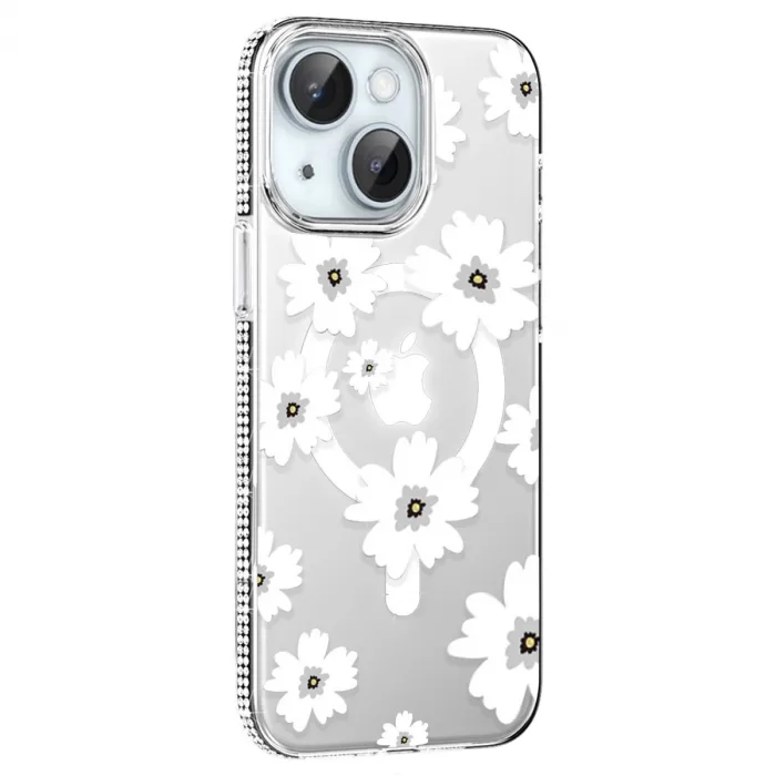 Joko Apple İphone 14 Floral Magsafe Kapak - Beyaz