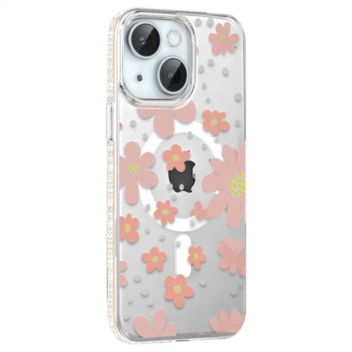 Joko Apple İphone 14 Floral Magsafe Kapak - Pembe