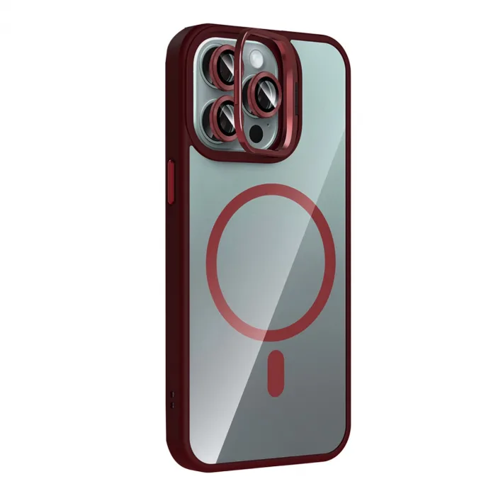Joko Apple İphone 14 Pro Max Remim Lensli Magsafe Standlı Kapak - Bordo
