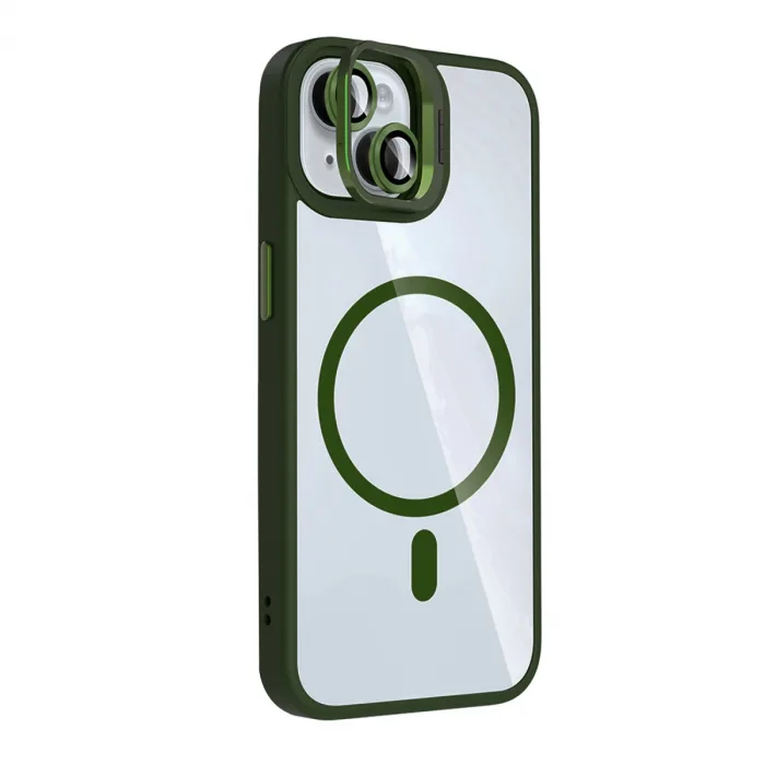 Joko Apple İphone 14 Remim Lensli Magsafe Standlı Kapak - Koyu Yeşil