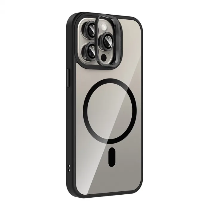 Joko Apple İphone 15 Pro Max Remim Lensli Magsafe Standlı Kapak - Siyah