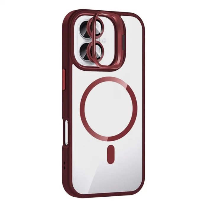Joko  İphone 16 Plus Remim Lensli Magsafe Standlı Kapak - Bordo