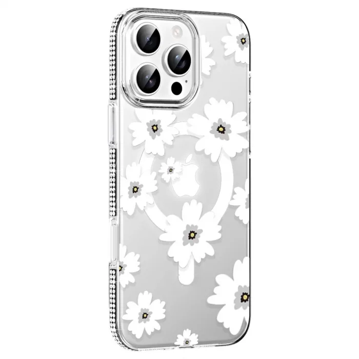 Joko Apple İphone 16 Pro Max Floral Magsafe Kapak - Beyaz