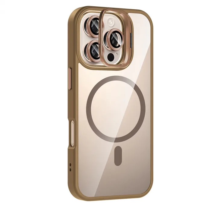 Joko Apple İphone 16 Pro Max Remim Lensli Magsafe Standlı Kapak - Kahverengi