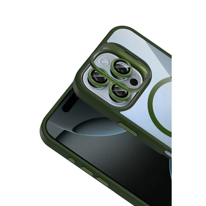 Joko Apple İphone 16 Pro Remim Lensli Magsafe Standlı Kapak - Koyu Yeşil