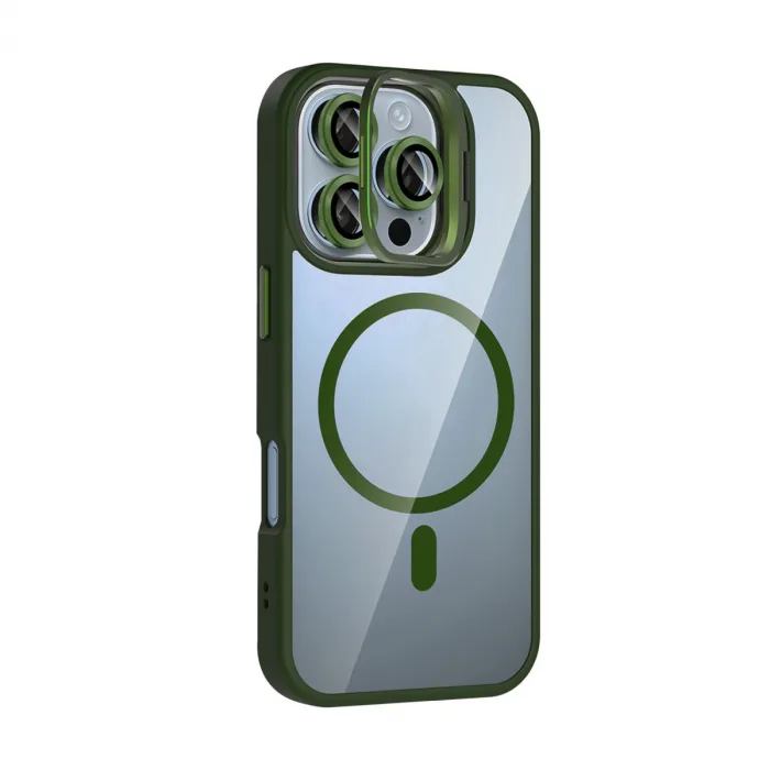 Joko Apple İphone 16 Pro Remim Lensli Magsafe Standlı Kapak - Koyu Yeşil