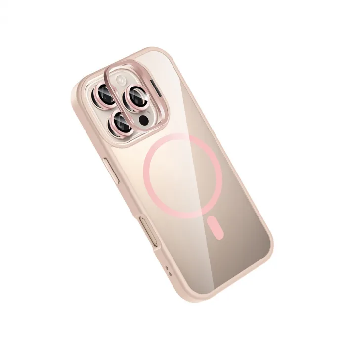 Joko Apple İphone 16 Pro Remim Lensli Magsafe Standlı Kapak - Pembe