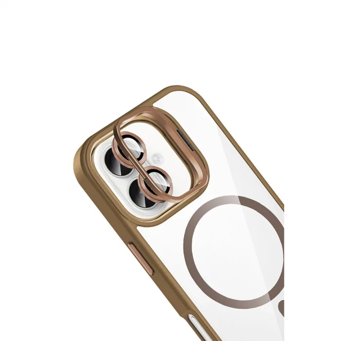 Joko Apple İphone 16 Remim Lensli Magsafe Standlı Kapak - Kahverengi