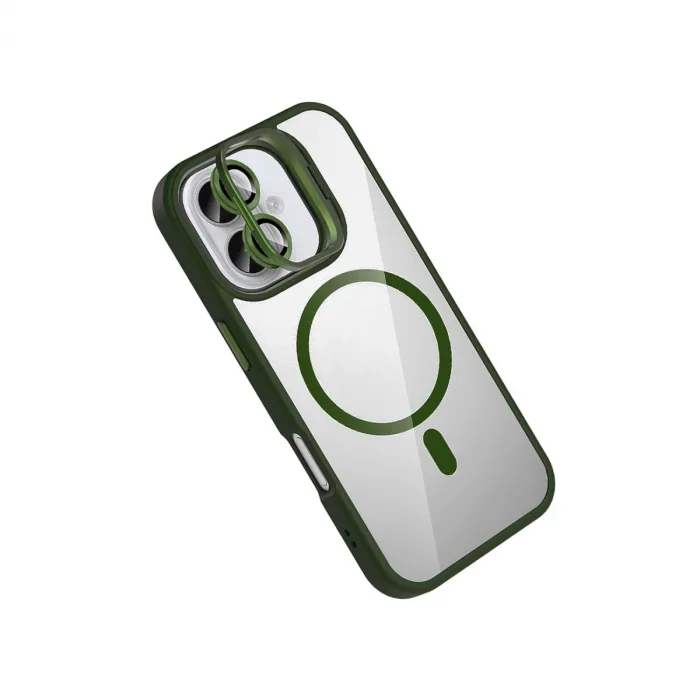 Joko Apple İphone 16 Remim Lensli Magsafe Standlı Kapak - Koyu Yeşil