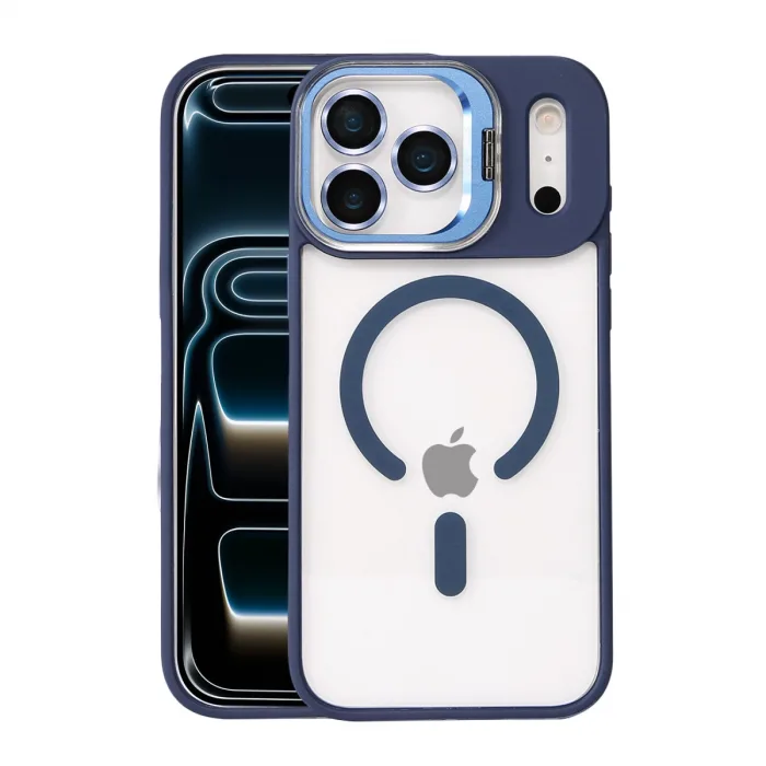 Joko  İphone 17 Pro Max Remim Lensli Magsafe Standlı Kapak - Lacivert