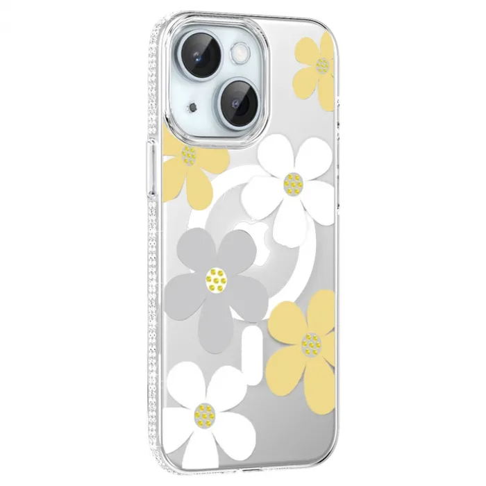 Joko  İphone 15 Floral Magsafe Kapak - Sarı
