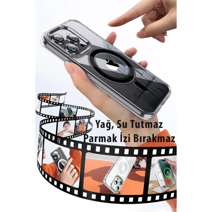Joko  İphone 15 Pro Max Kılıf Crystal Magsafe Kapak - Şeffaf