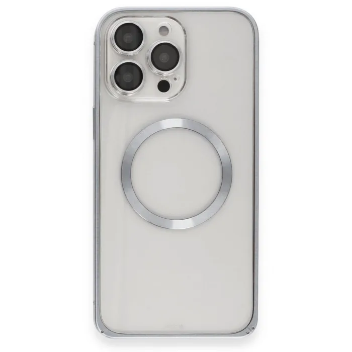 Joko İphone 15 Pro Max Kılıf Metal Bumper Magneticsafe Kapak - Gri