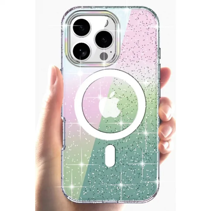 Joko  iPhone 15 Pro Max Rasasi Simli Magsafe Kapak - Şeffaf