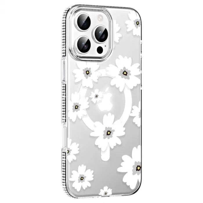 Joko  İphone 16 Pro Max Floral Magsafe Kapak - Beyaz