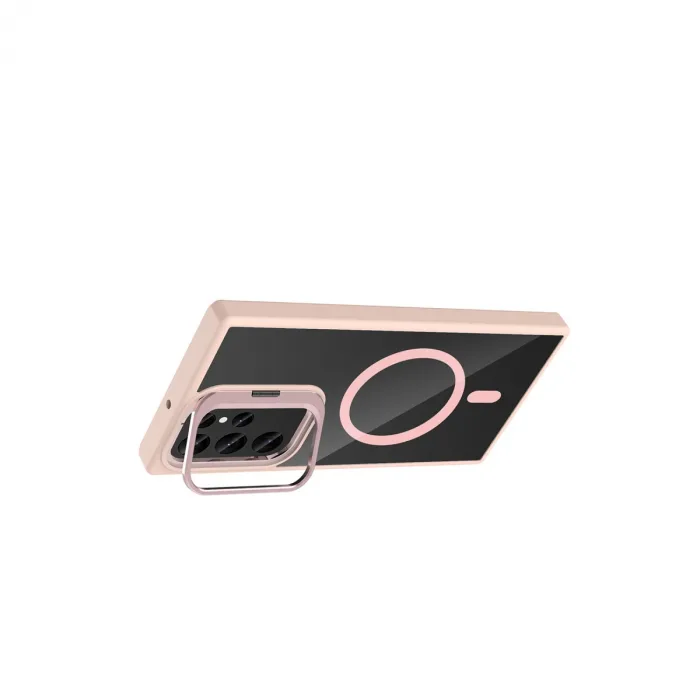 Joko Samsung Galaxy S23 Ultra Remim Lensli Magsafe Standlı Kapak - Pembe