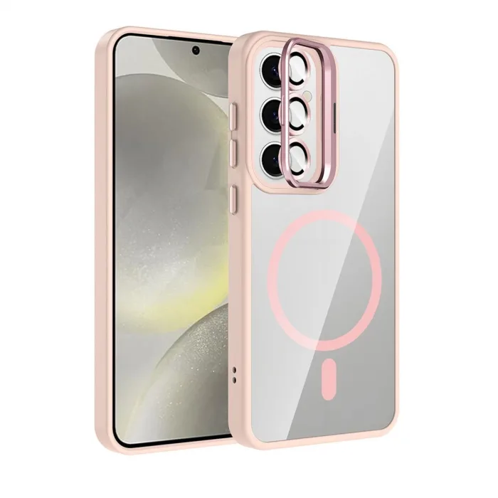 Joko Samsung Galaxy S24 Fe Remim Lensli Magsafe Standlı Kapak - Pembe