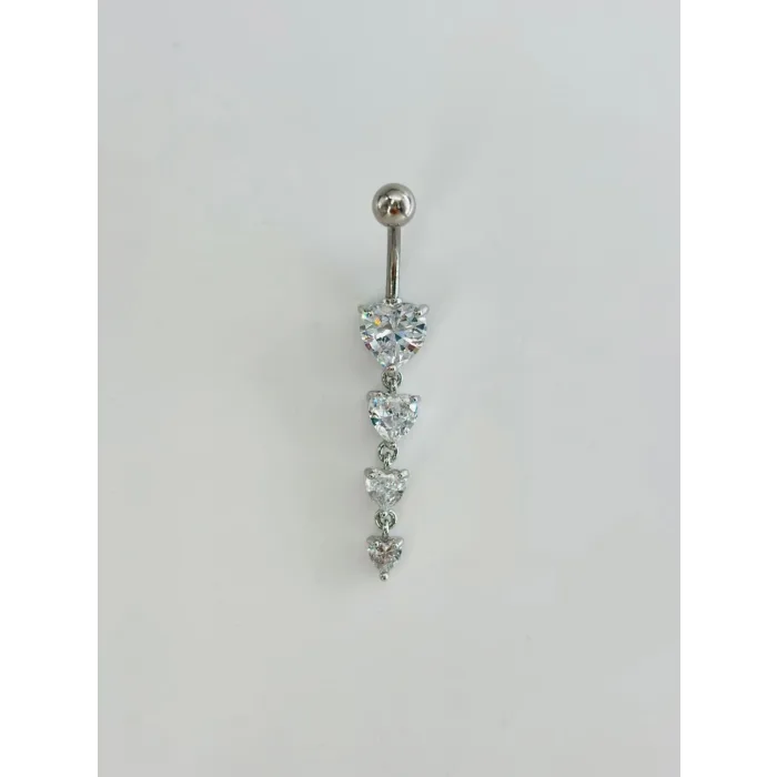 Kalp Detaylı Sallantılı Göbek Piercing - Pg0137