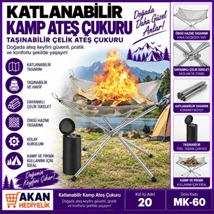 Kamp Ateş Keyfi – Katlanabilir Taşınabilir Kamp Ateş Çukuru