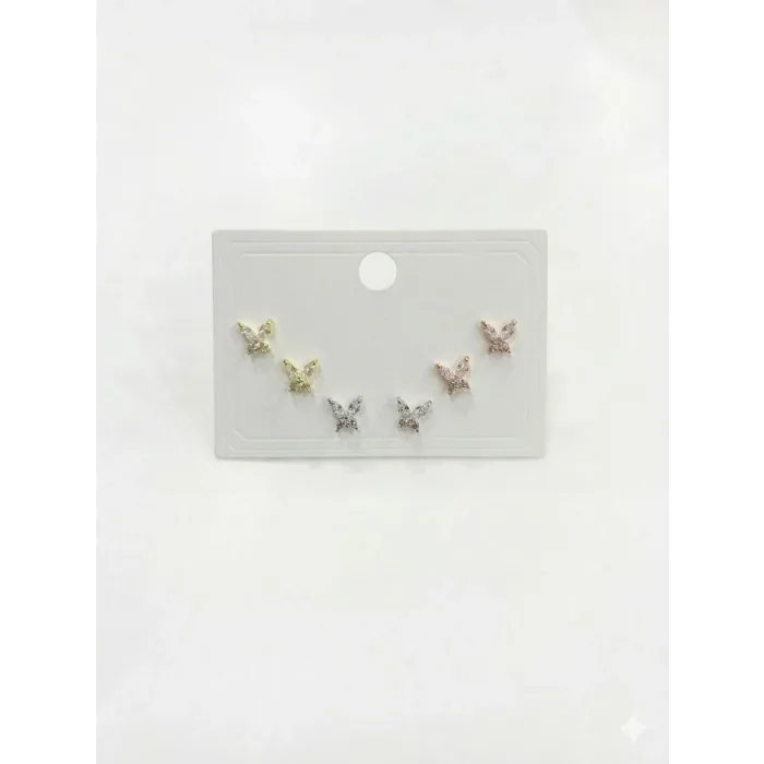 Kelebek Detaylı Altılı Küpe - Kp00607
