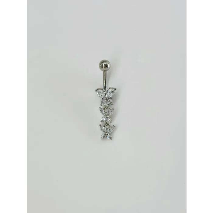 Kelebek Detaylı Sallantılı Göbek Piercing - Pg0076