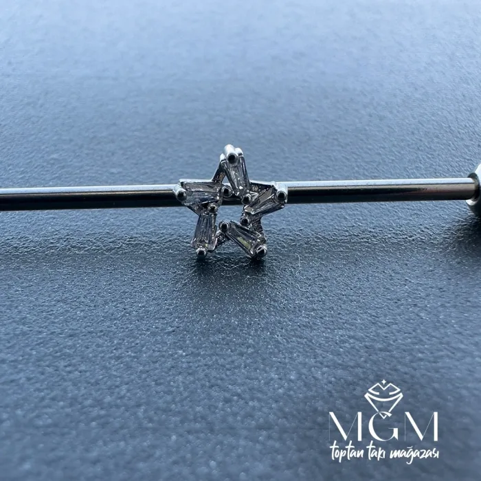 Rodyum Zirkon Taşlı Çelik Köprü - Pr000169
