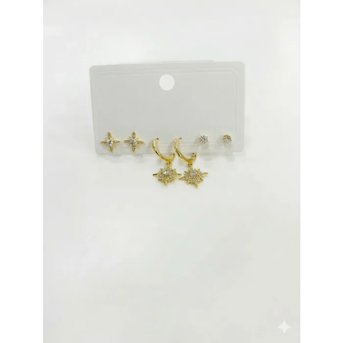 Kutup Yıldızı Detaylı Altılı Küpe - Kp00599