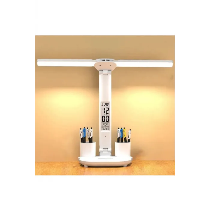 Led Dokunmatik Katlanabilir Masa Lambası Takvim Sıcaklık Saat Şarjlı Masa Lambası