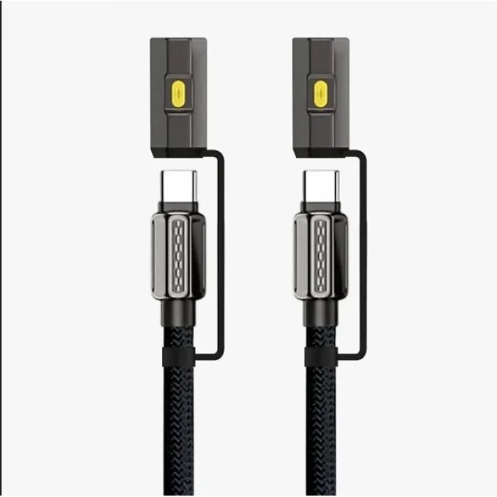 Led Fener Ve Alevsiz Çakmak Fonksiyonlu Type-c Şarj Ve Data Kablosu 120 Cm Siyah