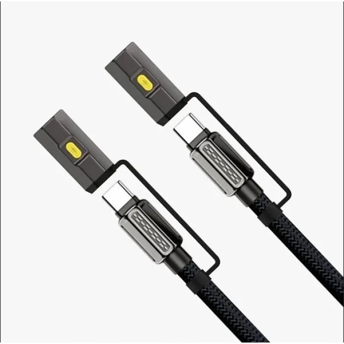 Led Fener Ve Alevsiz Çakmak Fonksiyonlu Type-c Şarj Ve Data Kablosu 120 Cm Siyah