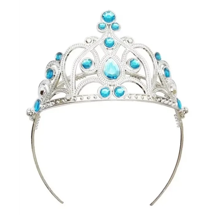 Mavi Taşlı Elsa Çocuk Tacı Prenses Tacı Kraliçe Tacı 16x14 Cm
