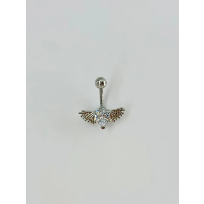 Melek Kanatlı Kalp Detaylı Göbek Piercing - Pg0057