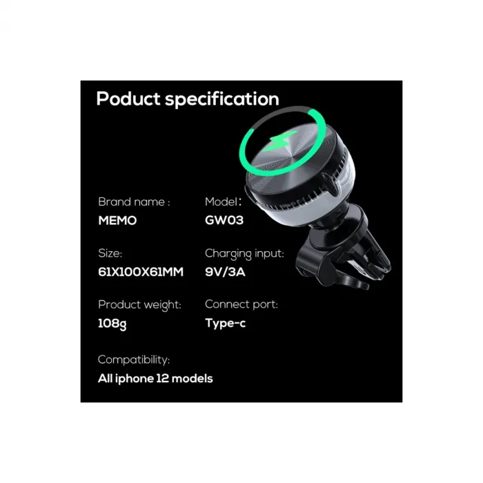 Memo Gw03 Magsafe Araç Tutucu